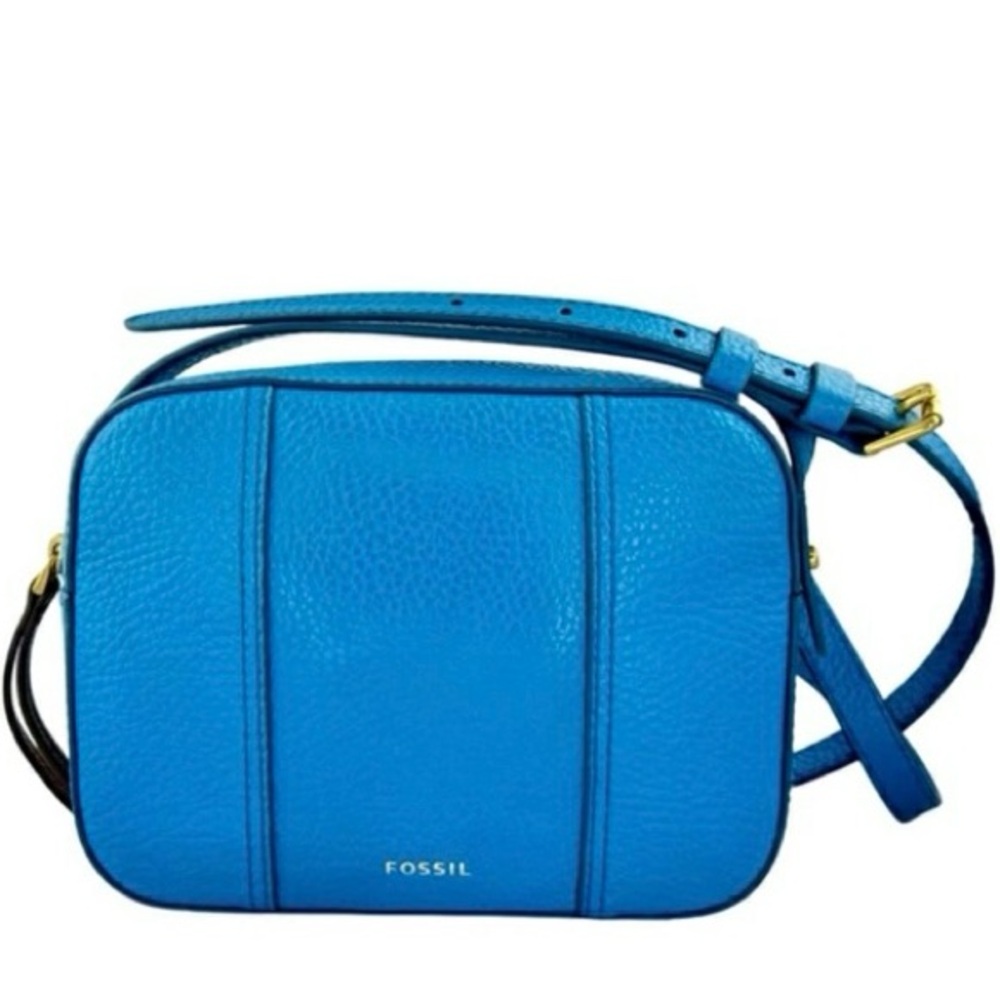 FOSSIL Genuine Leather Gemma Crossbody Camera Bag in Cerulean Blue